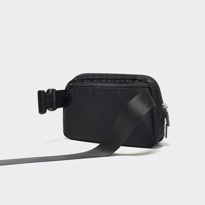 Pander Nylon Crossbody Belt Bag with Excess Strap Keepers, 6-Pocket Adjustable Sling Fanny Pack for Travel and Everyday Carry, Black - color: Black