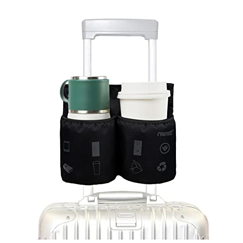 riemot Luggage Travel Cup Tablet Holder - Hold Books Passports Tickets Water Bottles - Fits Roll on Suitcase Handles - Gifts for Flight Attendants Travelers Accessories Black - color: Tablet & Cup Holders: Black