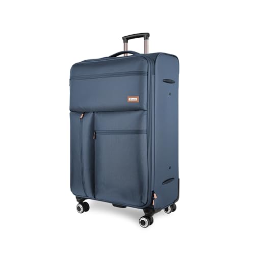 26" Softside Luggage,w/TSA LOCK,Expandable - color: Navy, size: Checked-Medium 26-Inch