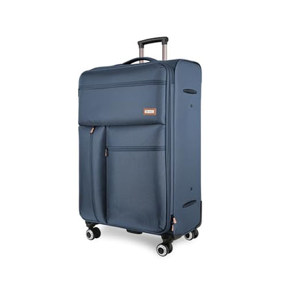 26" Softside Luggage,w/TSA LOCK,Expandable - color: Navy, size: Checked-Medium 26-Inch