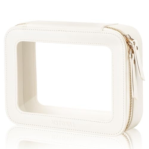 Clear Makeup Bag, Cosmetic Make Up Pouch with Zipper,Medium Ivory - color: Ivory White, size: Medium