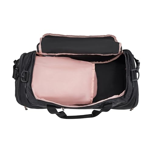 PUMA womens Candidate Duffel Bag with Removable Strap & Shoe Pocket - color: Black/Rose Gold