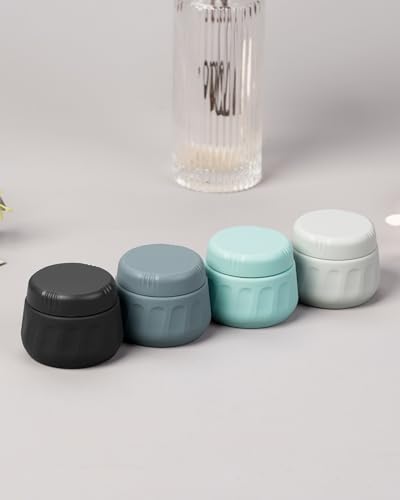 Mrsdry Travel Containers for Toiletries, TSA Approved Travel Size Toiletries 4 Pack, Refillable Containers, With Clear Bag, Leak Proof Silicone Jars, Essentials Creams Jars Carrying Small Items - color: Black Gray, size: 1 OZ (30ML)