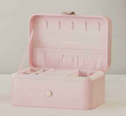 SONGMICS Travel Jewelry Organizer, 2-Layer Portable Jewelry Box Case - color: Jelly Pink