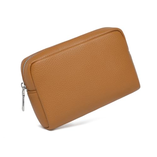 Makeup Bag for Purse Travel Cosmetic Bag (PU Ochre) - color: Ochre