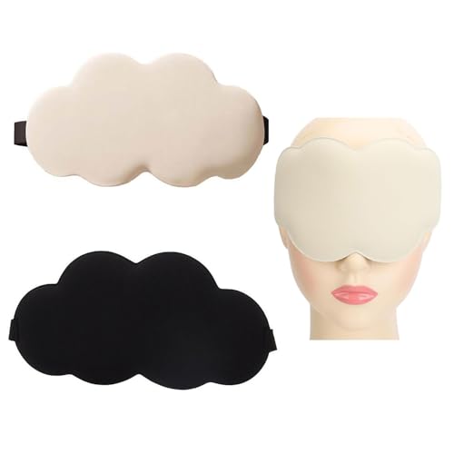 2 Pack Sleep Eye Masks 3D Contoured Cup Sleeping Mask Cloud Shaped Soft Complete Light Blocking Blindfold Sleep Mask for Back and Side Sleeper Travel Airplane Train Trip Nap