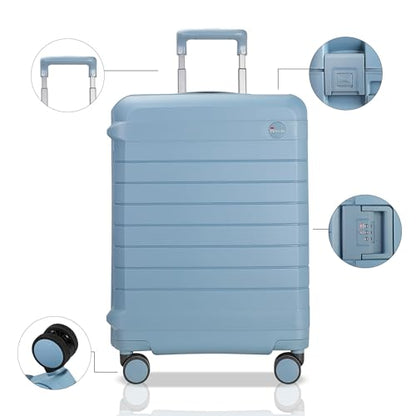 Luggage Sets 2 Piece, 20/28 Inch Hardside Zipperless Durable Suitcases with Spinner Wheels & TSA Lock, Blue - color: Blue
