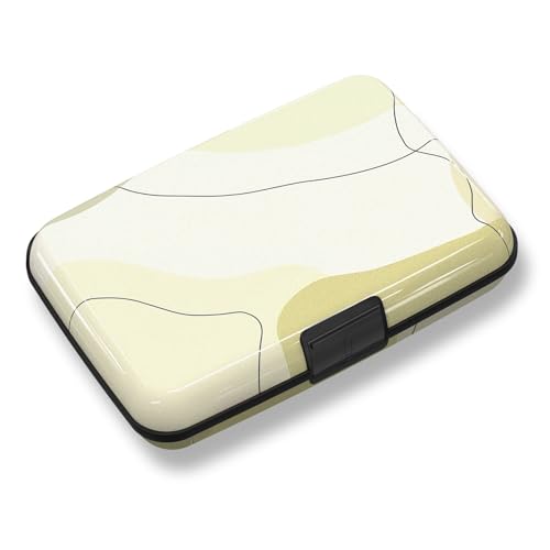 Credit Card Holder, Beige Mini RFID Aluminum Card Wallet Business Card Case - color: Art Modern Brown
