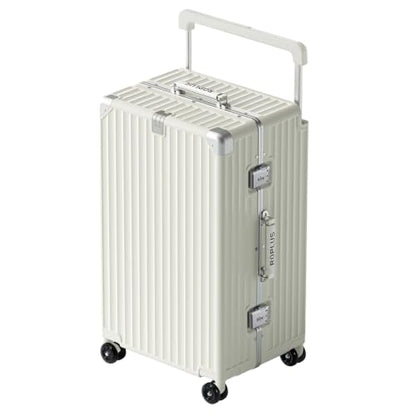 ROPLUS Aluminium Frame Checked-Luggage with Smooth Jelly Wheels, Hardside Zipperless Rolling Suitcase with TSA Lock (Pure White, 28-Inch) - color: White, size: 28 inch