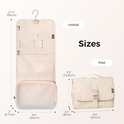 pack all Hanging Travel Toiletry Bag, Compact Size, Coated Knitted Fabric - color: Beige
