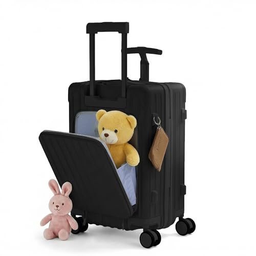 TABU 20" Front-Opening Luggage with Seat for Kids & Adults, Black - color: Black