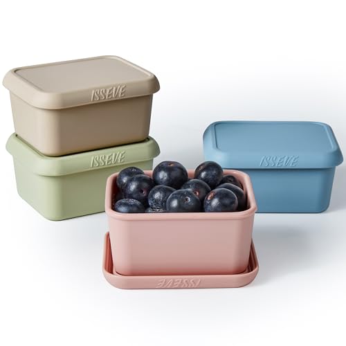 ISSEVE 4Pack 8oz Silicone Snack Containers for Kids with Lids, Reusable - size: 8oz-4pack