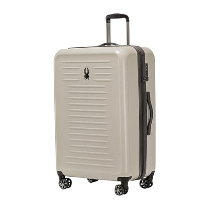 Spyder Rails Expandable Hardside Upright Suitcase with 360° Spinner Wheels, TSA Approved Lock (Oatmeal, Large Checked) - color: Oatmeal, size: Large Checked