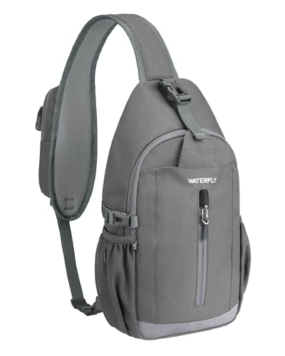 WATERFLY Small Crossbody Sling Bag: 8L Lightweight RFID Anti-Theft Travel - color: Grey