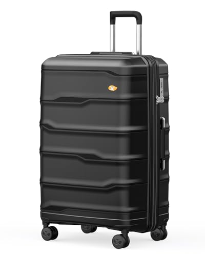 28 Inch Luggage with Spinner Wheels, Large Hard Shell Suitcase, Lightweight PP Luggages with TSA Lock, Checked-Large Suitcases 28-Inch, Black - color: 0-Black, size: Checked-Large 28-Inch