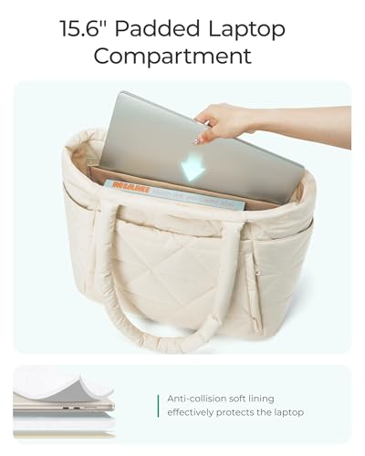 BAGSMART Tote Bag for Women, Puffer Tote Bag for Work Large Shoulder Bag - color: Green
