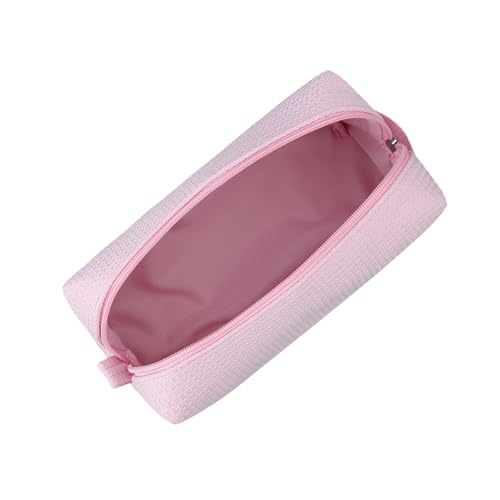 DYSHAYEN Small Waffle Makeup Bag for Travel, Pink - color: Pink
