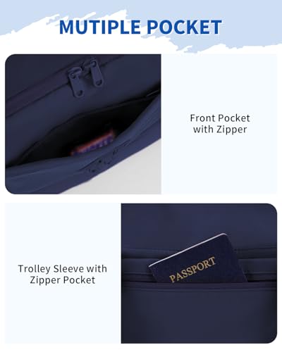 WANDF Personal Item Travel Bag 18x14x8, Carry On Duffle Bag for Women - color: B-Navy Blue