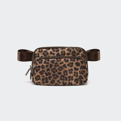 Pander Nylon Crossbody Belt Bag with Excess Strap Keepers, 6-Pocket Adjustable Sling Fanny Pack for Travel and Everyday Carry, Leopard Multi - color: Leopard Multi