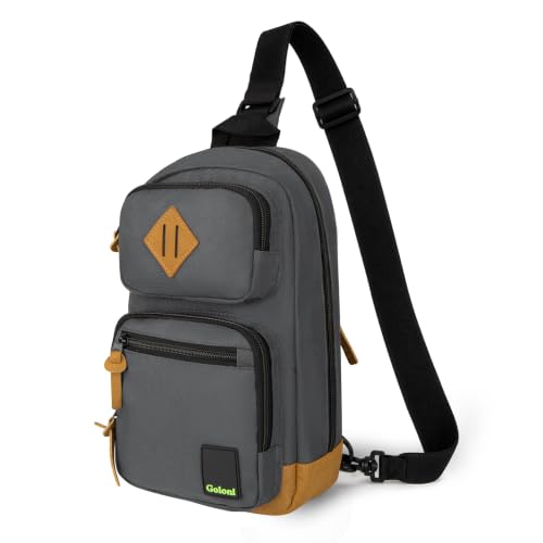 Sling Bag Crossbody Shoulder Bag for Men Women,Waterproof Lightweight Casual Daypack with Multi-Pockets - color: Grey