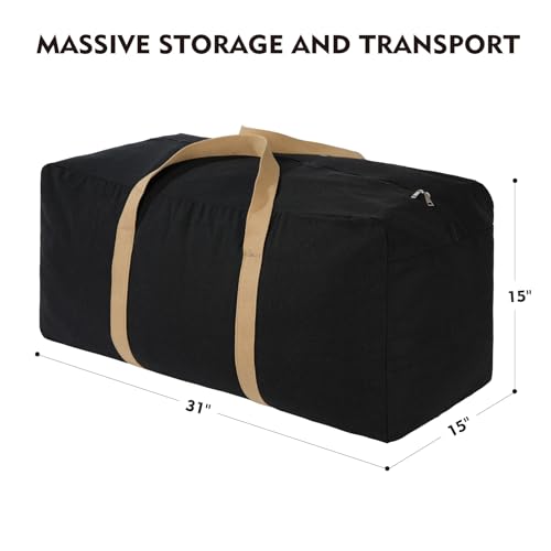 Canvas Storage Duffle Bag, Black, 31''x15''x15'', 1 Count - color: BLACK
