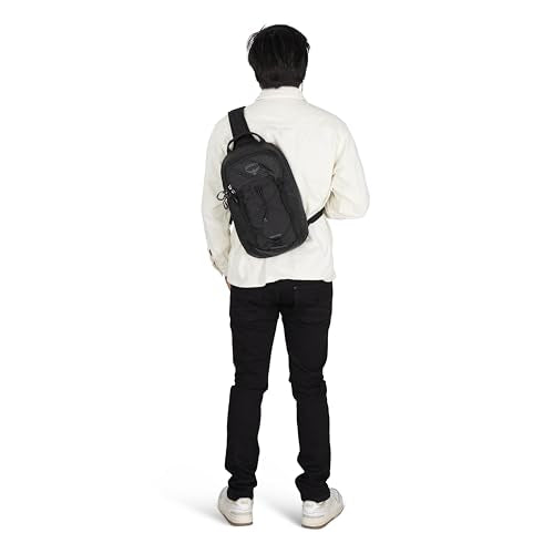 Osprey Quasar Shoulder Sling Bag, Black OS | commuter backpack, everyday bag, campus pack, laptop carry, laptop sleeve, work school travel, crossbody carry, Black color - color: Black