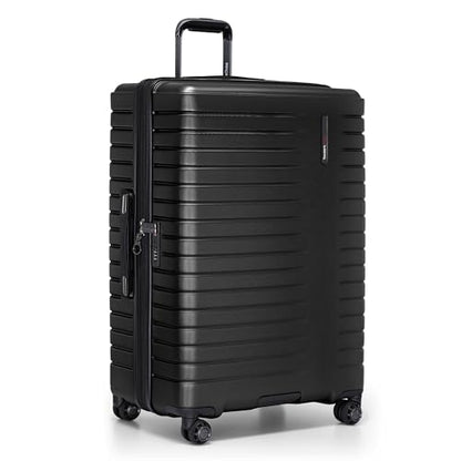 Traveler's Choice Archer Polycarbonate Hardside Spinner Luggage Set, Tie Down Straps, Black, Checked 29-Inch - color: Black, size: 1-Piece (Checked 29-Inch)