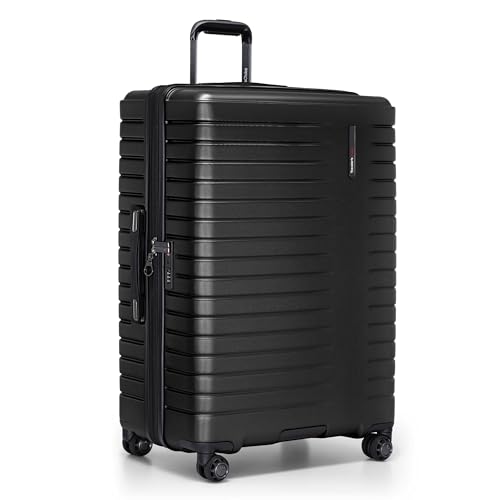 Traveler's Choice Archer Polycarbonate Hardside Spinner Luggage Set, Tie Down Straps, Black, Checked 29-Inch - color: Black, size: 1-Piece (Checked 29-Inch)