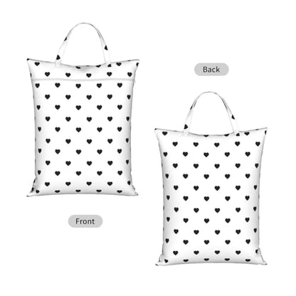 "black and white heart polka dot 2-Pack Travel Laundry Bags for Dirty Clothes- Large Waterproof Laundry Tote, Wet & Dry Use, Reusable Foldable Carry Handles for Vacation, Gym & Dorm" - color: Black And White Heart Polka Dot