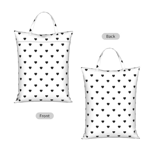 "black and white heart polka dot 2-Pack Travel Laundry Bags for Dirty Clothes- Large Waterproof Laundry Tote, Wet & Dry Use, Reusable Foldable Carry Handles for Vacation, Gym & Dorm" - color: Black And White Heart Polka Dot