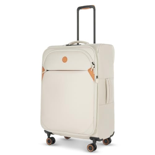 Verage Cambridge Lightweight Luggage Softside Expandable Spinner Wheel Suitcase (Light Khaki, 24-Inch) - color: Light Khaki, size: 24-Inch