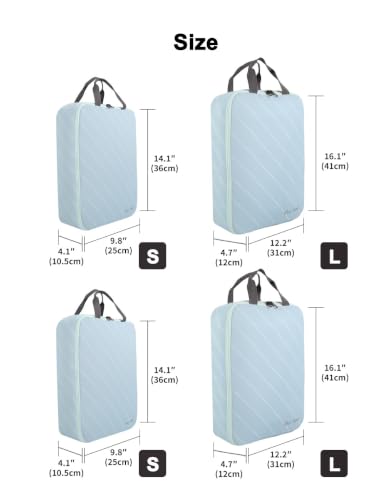 4 Set Striped Packing Cubes, Water-Repellent Travel Luggage Organizer Bags - color: Pale Blue