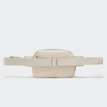 Pander Nylon Fanny Pack Belt Bag for Women with 5 Zipper Pockets - color: White Opal