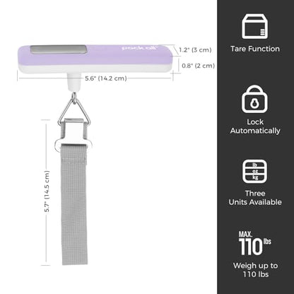 pack all Digital Luggage Scale for Travel, 110Lbs Capacity, 0.1Lb Precision - color: Purple