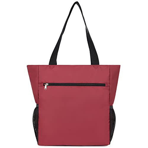 ETidy Large Capacity Foldable Tote Bag With Zipper - color: Burgundy