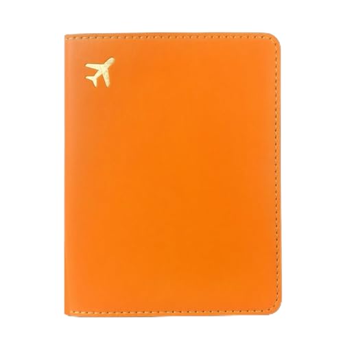 Passport Holder for Travel Essentials RFID Blocking PU Leather - color: Orange