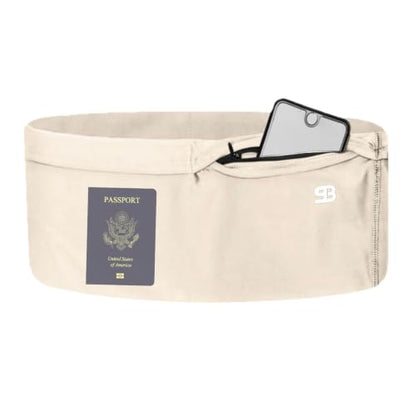 StashBandz Running Belt, Fanny Pack, & Money Belt, 4-Pocket Phone Holder - color: Ivory, size: Large