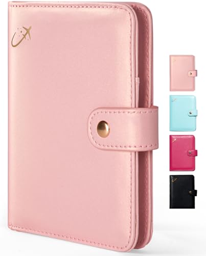 Forvencer Passport Holder Cover with Money Pocket, RFID Passport Wallet - color: Rose Gold, style: Magnetic Clasp