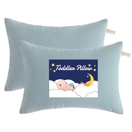 NTBAY Toddler Pillows, Set of 2, 13"x18", Sea Green - color: Sea Green, size: 13"x18"
