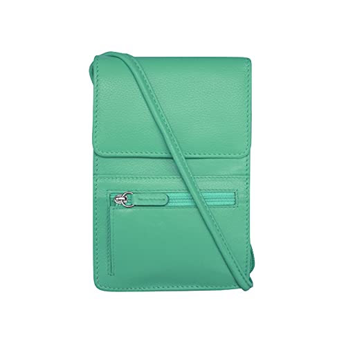 ili New York 6827 Genuine Leather Crossbody Organizer with RFID Blocking Lining - color: Turquoise