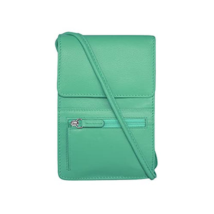 ili New York 6827 Genuine Leather Crossbody Organizer with RFID Blocking Lining - color: Turquoise