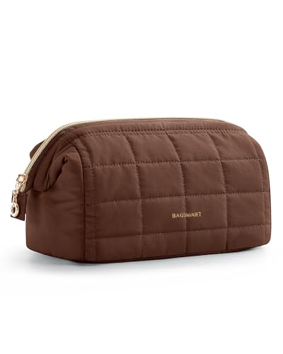 BAGSMART Makeup Bag Travel Toiletry Bag, Wide-open Zipper Pouch, Chocolate - color: 12-Chocolate