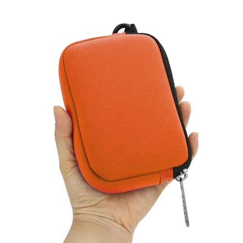 E-Tree Small Soft Neoprene Zipper Pouch with Carabiner Clip,Tech Bag Orange - color: Orange