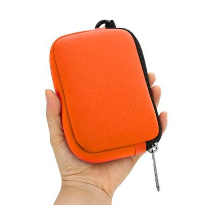 E-Tree Small Soft Neoprene Zipper Pouch with Carabiner Clip,Tech Bag Orange - color: Orange
