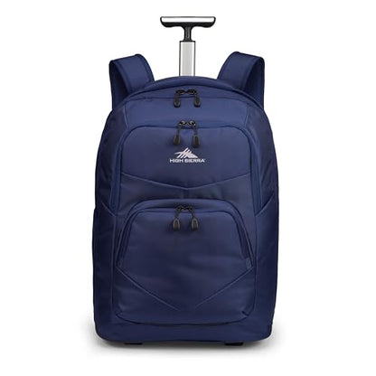 High Sierra Freewheel Pro Wheeled Laptop Backpack Bookbag for Travel or Work with Rotating Handle and Padded Laptop Sleeve, True Navy