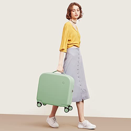 mixi Carry on Luggage, Suitcase with Spinner Wheels 16in Luggage Hardshell Lightweight Rolling Suitcases PC with Cover & TSA Lock, Avocado Green - color: Avocado Green, size: 16 Inch