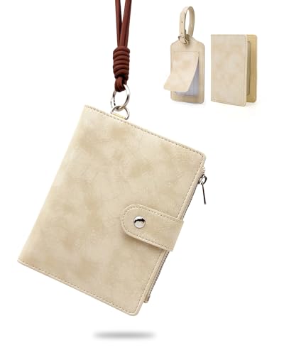 Passport Holder for Travel, Rfid Passport Wallet with Zipper - color: White Sand