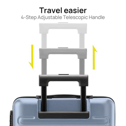 NINETYGO Medium Checked Luggage 24 Inch, Checking In Luggage with Smooth Double Spinner Wheels, Hard Shell PC+ABS Suitcase, Lightweight Travel Luggage, TSA Approved (Blue, Andes) - color: 01-Blue (Andes), size: Checked 24-Inch