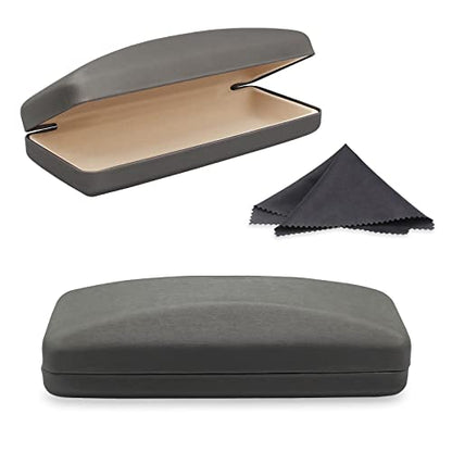 SMARTTOP Hard Shell Eyeglass Case- Glass Case With Cleaning Cloth, Glasses Case hard shell for men women - color: Grey