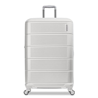 American Tourister Stratum 2.0 Expandable Hardside Luggage with Spinner Wheels, Checked-Large, White - color: White, size: 28-Inch Checked-Large